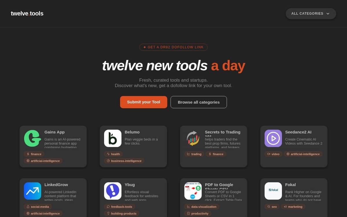 Homepage of Twelve Tools (twelve.tools)