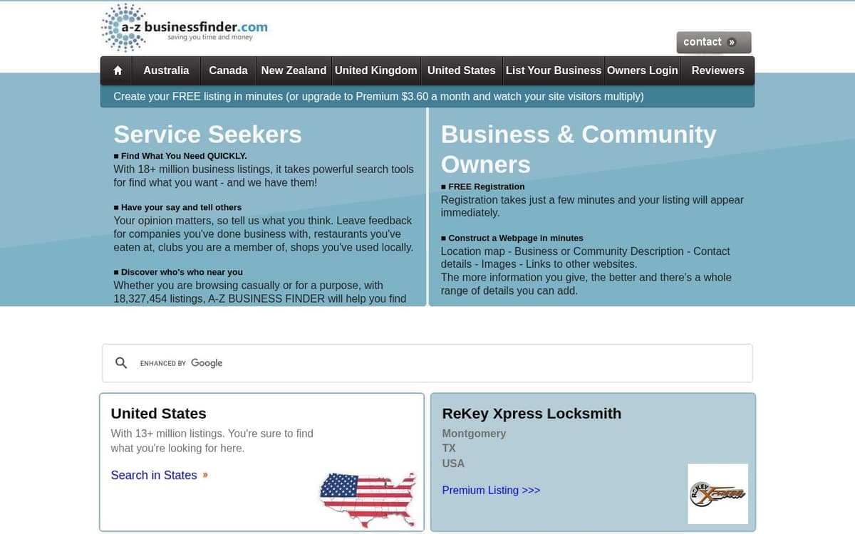 Homepage of Find your community at A-ZBusinessFinder.com (a-zbusinessfinder.com)