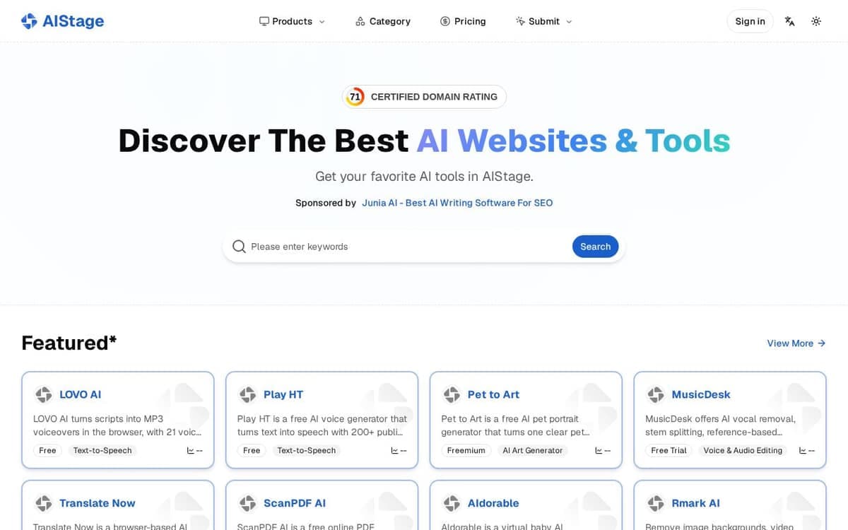 Homepage of AI Stage (aistage.net)