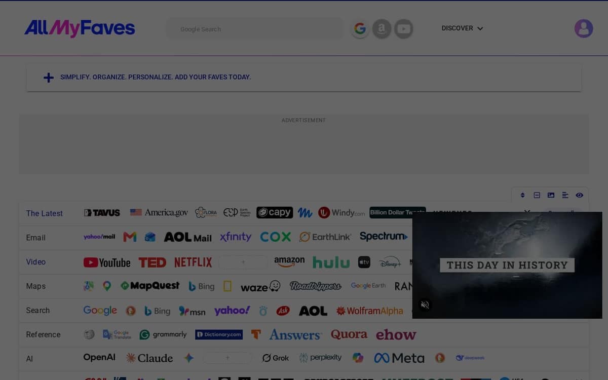 Homepage of All my faves (allmyfaves.com)