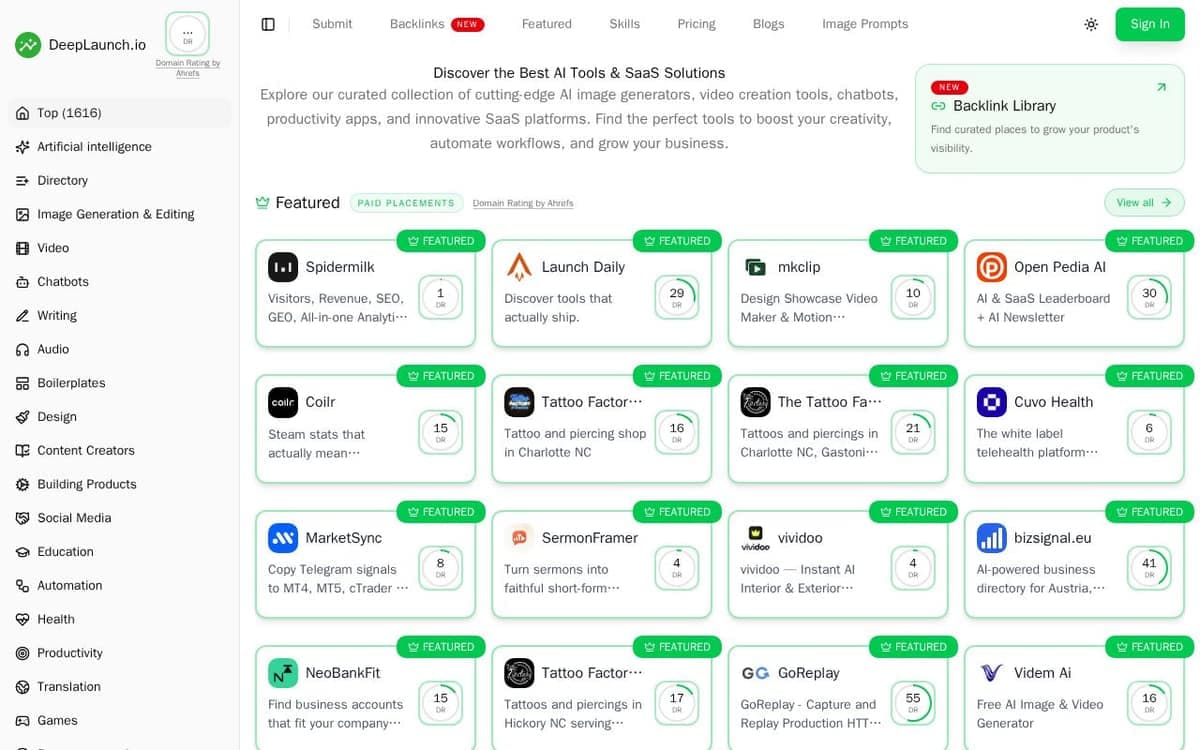 Homepage of Deeplaunch Io (deeplaunch.io)