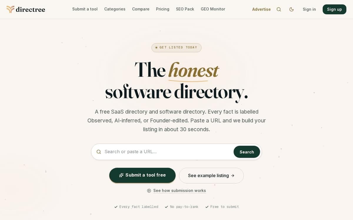 Homepage of directree (directree.io)