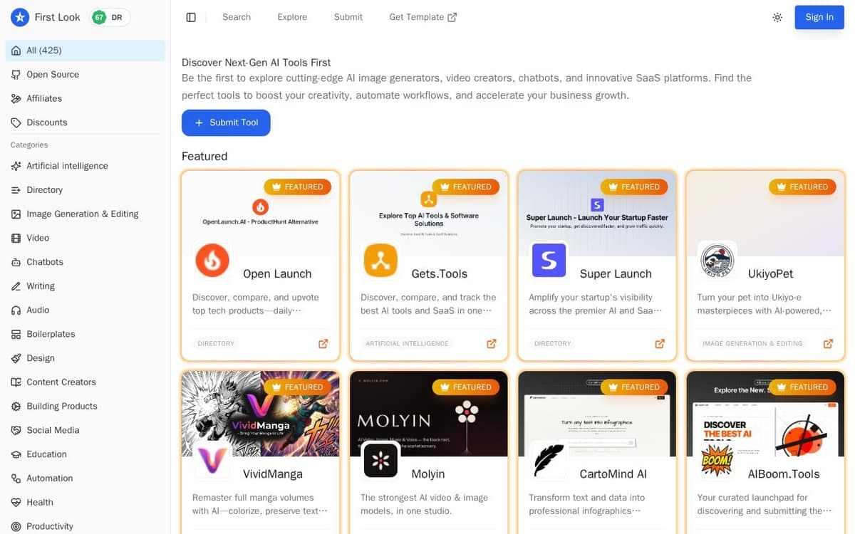 Homepage of First Look (firstlook.tools)