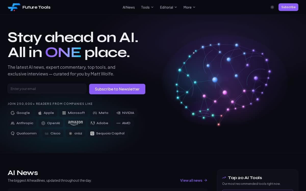 Homepage of Future Tools (futuretools.io)
