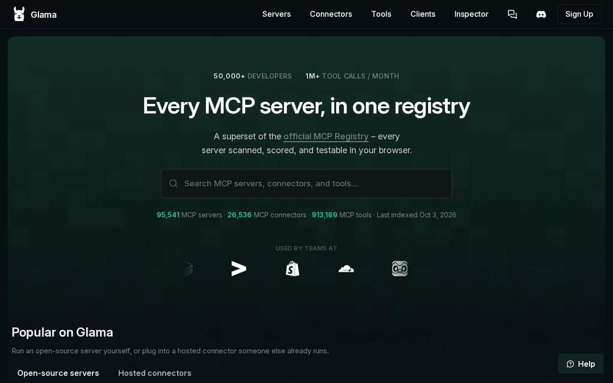 Homepage of Glama (glama.ai)