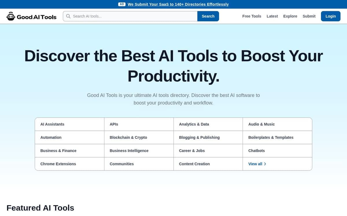 Homepage of Good AI Tools (goodaitools.com)