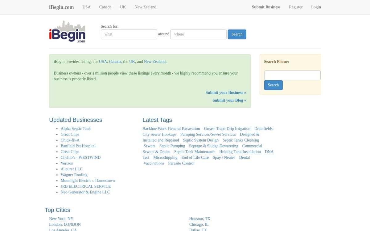 Homepage of iBegin (ibegin.com)