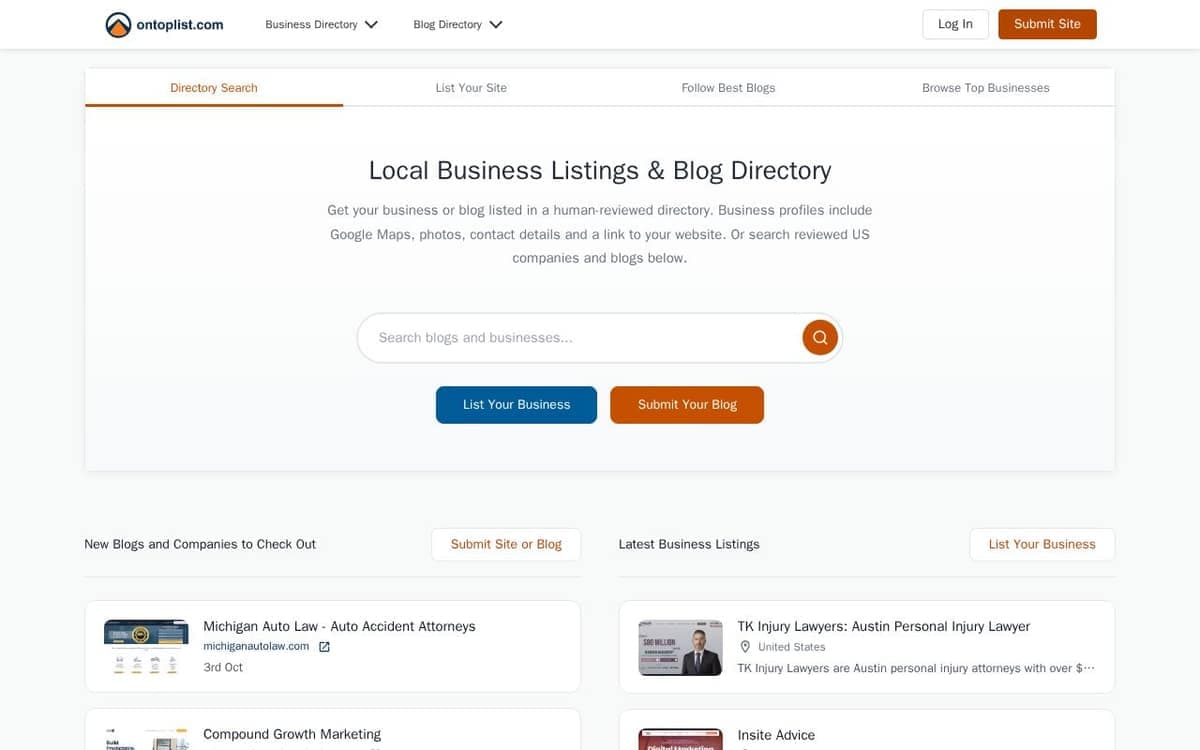 Homepage of Ontoplist (ontoplist.com)