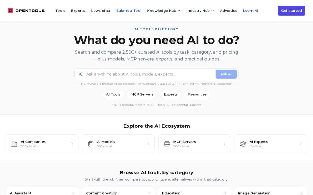 Homepage of OpenTools (opentools.ai)