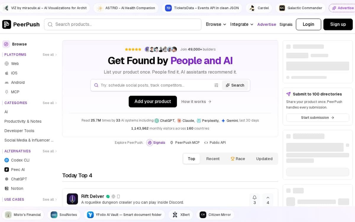 Homepage of PeerPush (peerpush.com)