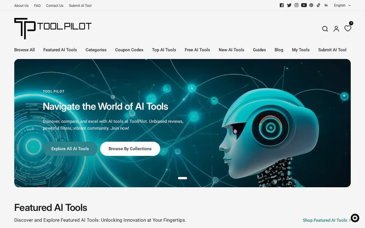 Homepage of ToolPilot AI (toolpilot.ai)